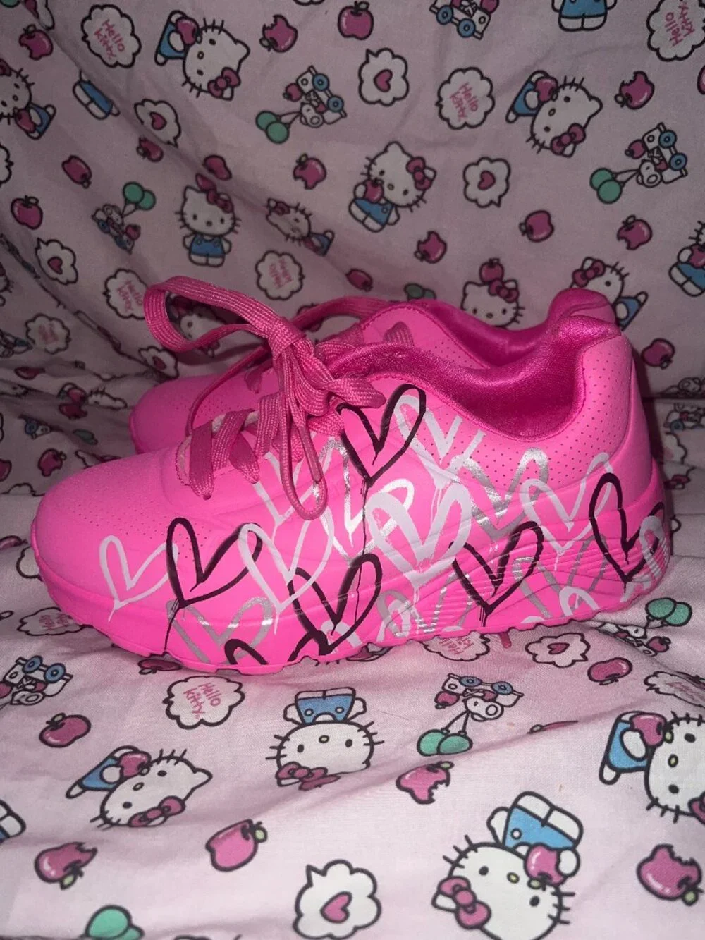 Skechers x JGoldcrown Girls Uno Lite Heart Sneakers Pink Size 3